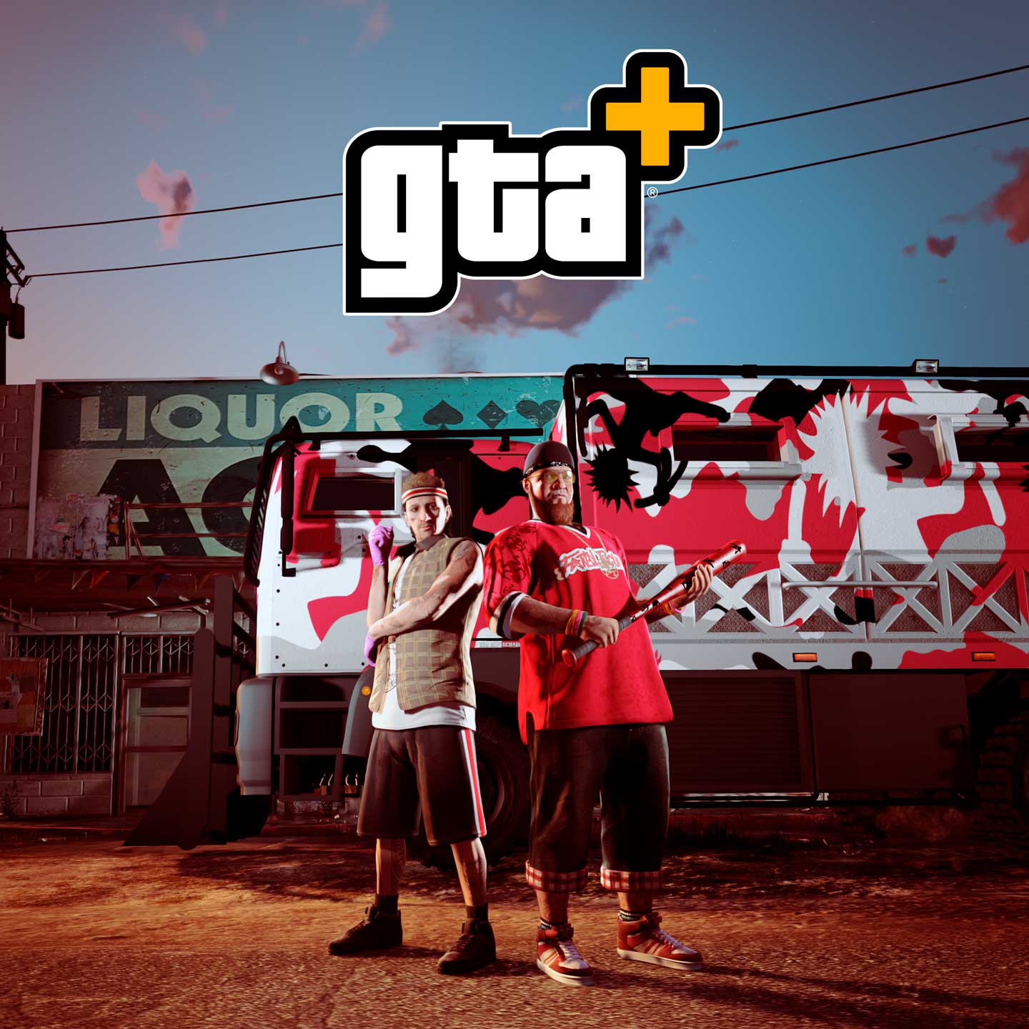 带有 GTA+ 标志的 GTA 在线模式角色的图片