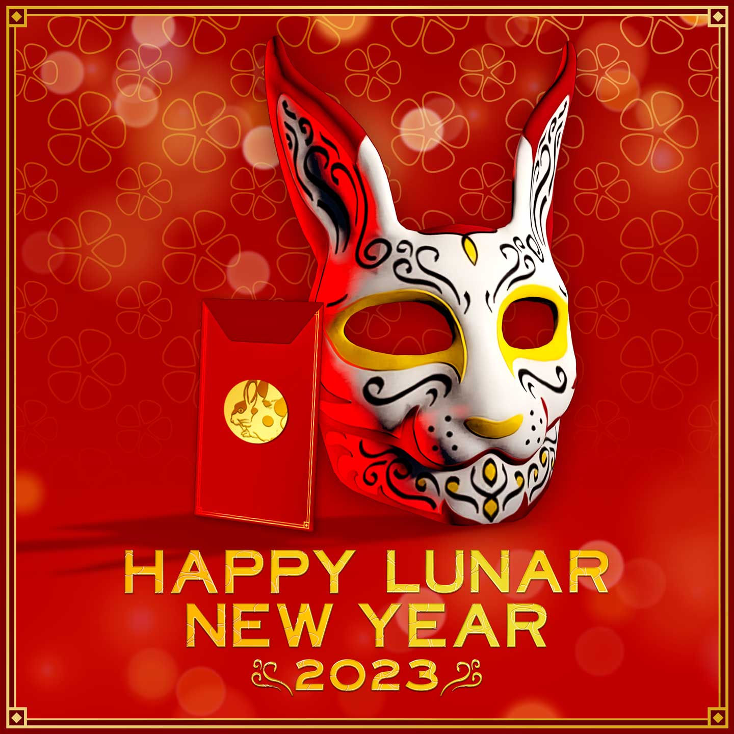 GTA 在线模式中的传统喷漆兔子面具和信息“新年快乐恭喜发财 2023”