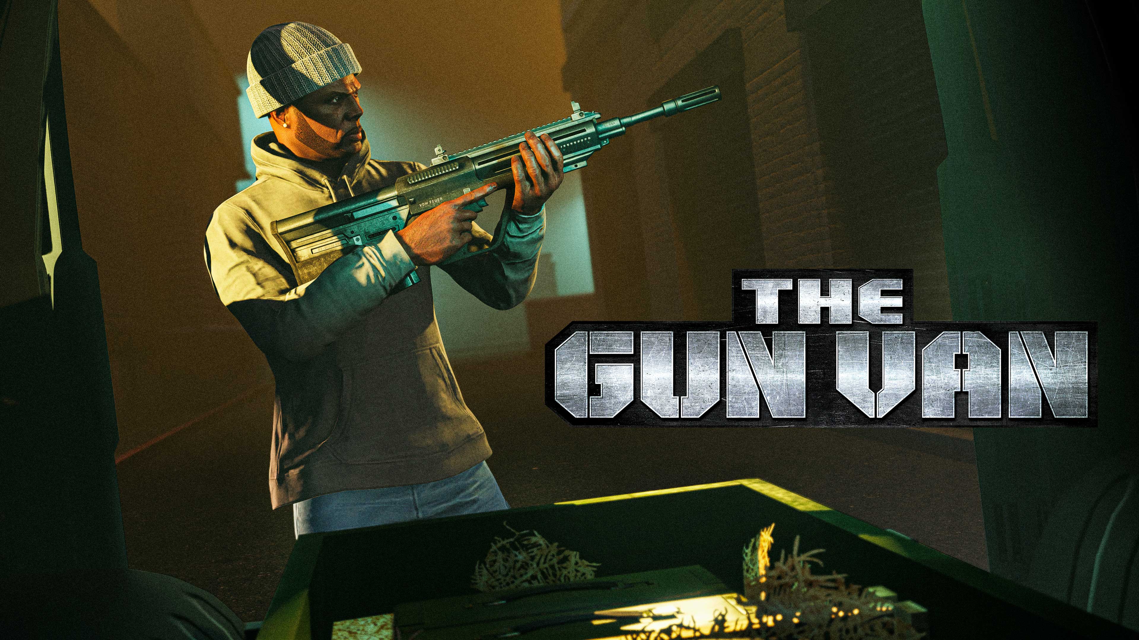 GTA 在线模式角色与“枪支厢型车”标志