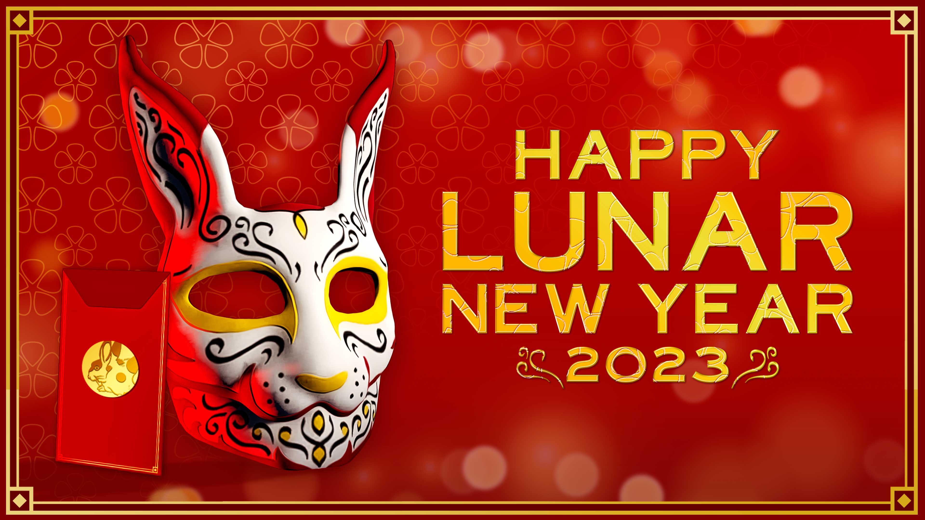 GTA 在线模式中的传统喷漆兔子面具和信息“新年快乐恭喜发财 2023”