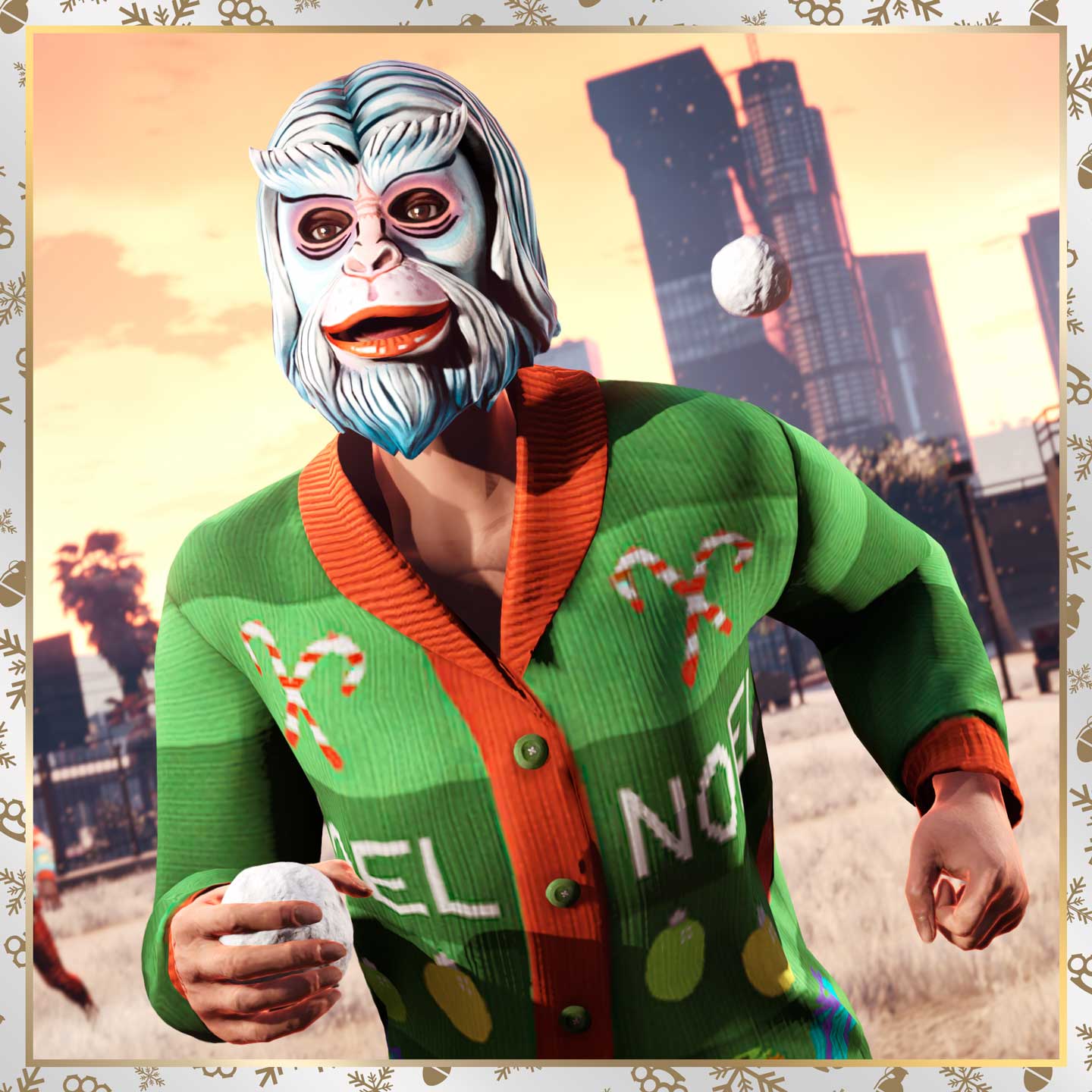 GTA 在线模式角色戴着古奇面具