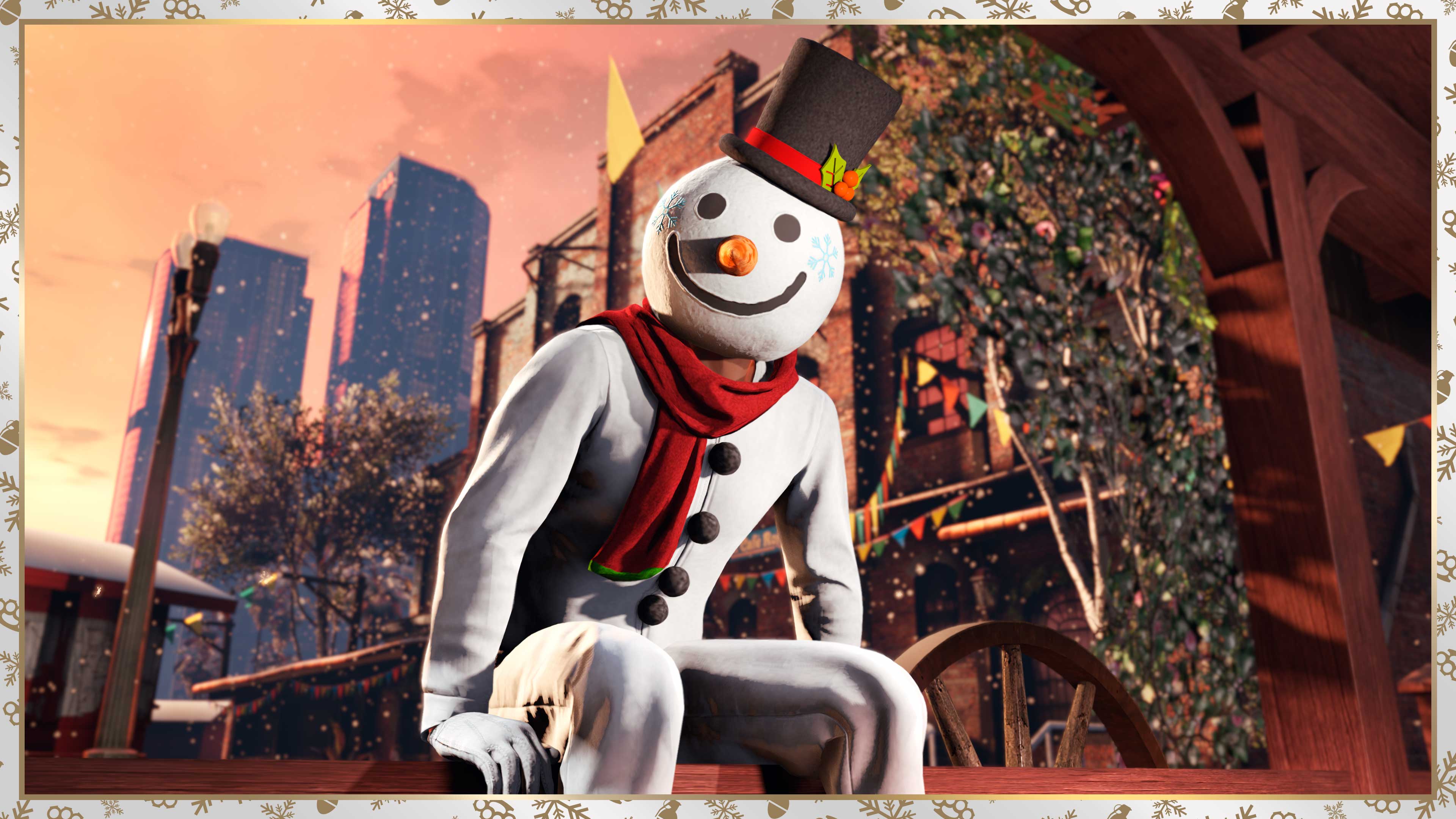 GTA 在线模式角色穿着一个雪人套装