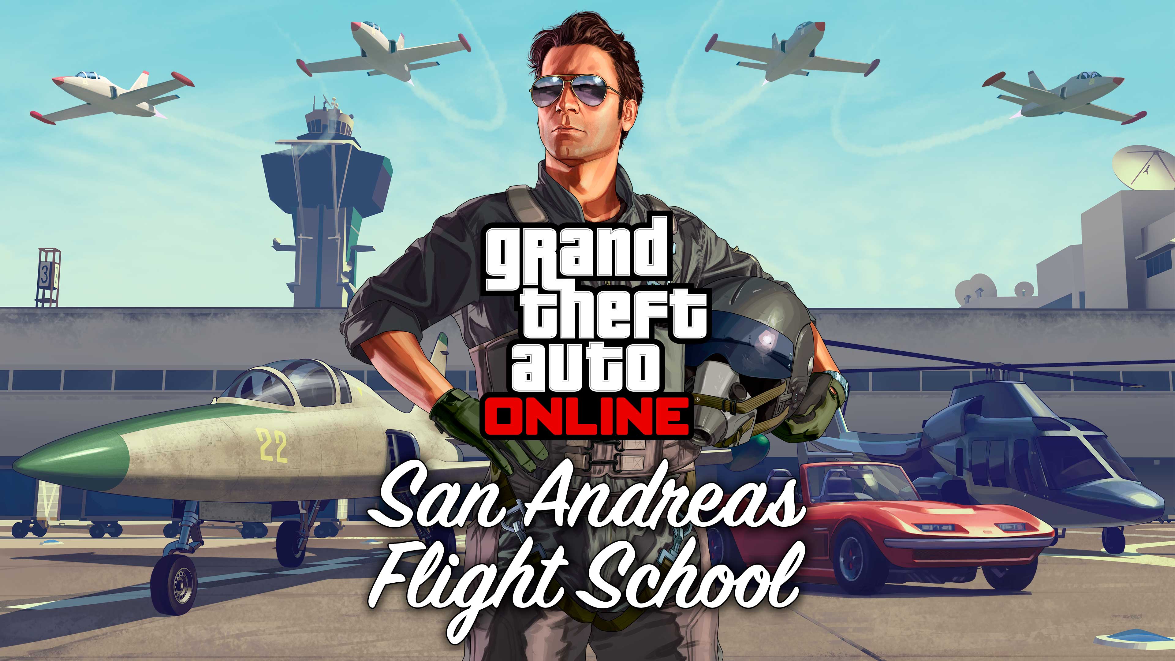 GTA 在线模式圣安地列斯飞行学校的艺术作品和标志