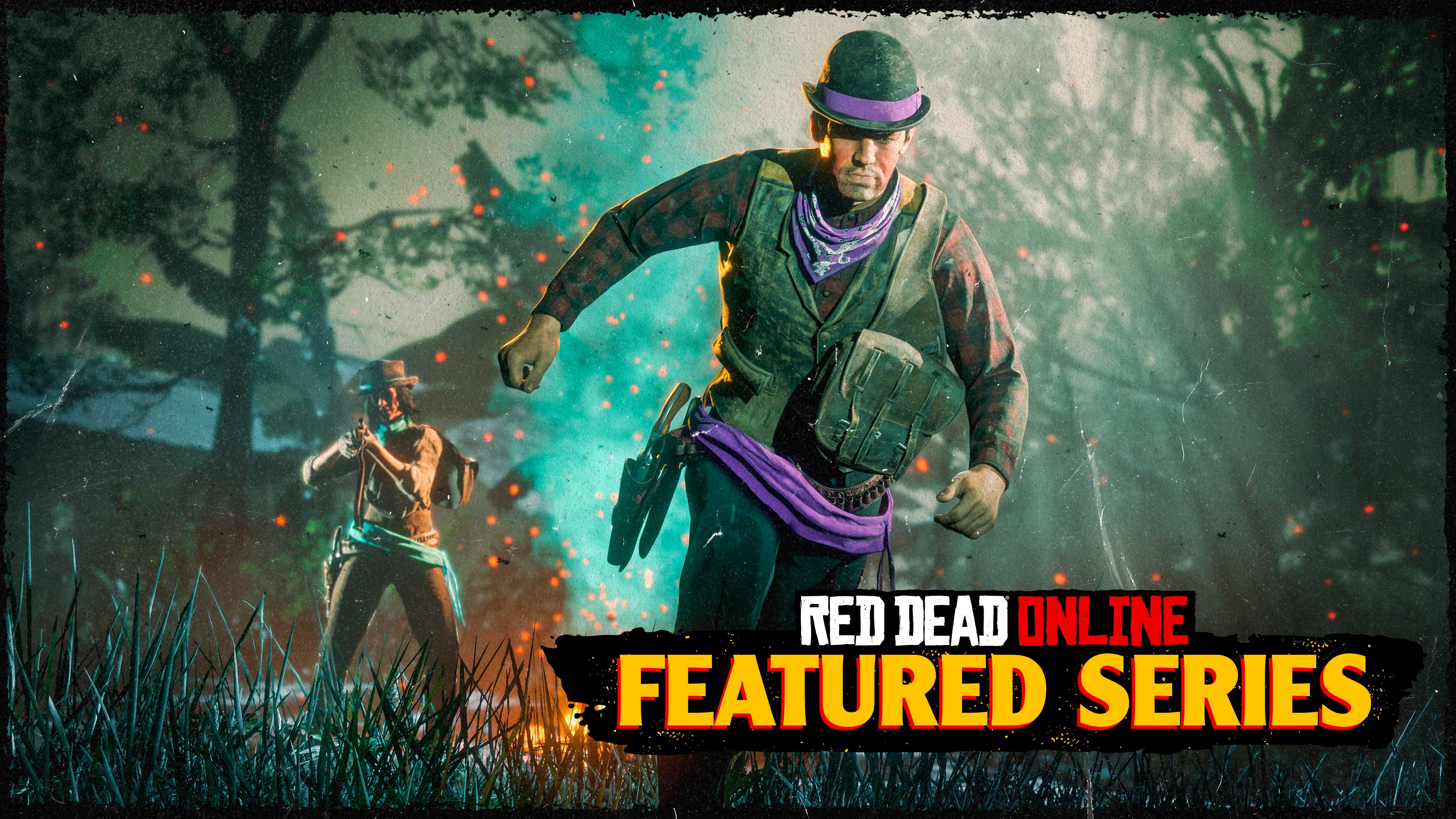 一名 Red Dead 在线模式玩家瞄准正在撤退的敌人。
