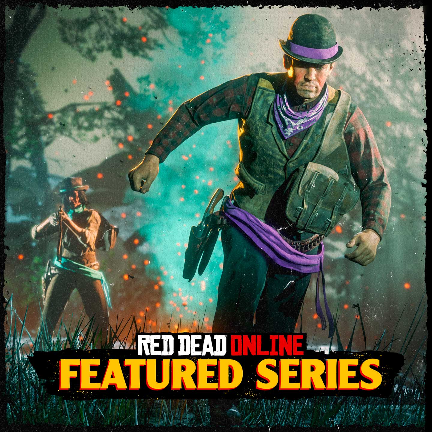 一名 Red Dead 在线模式玩家瞄准正在撤退的敌人。