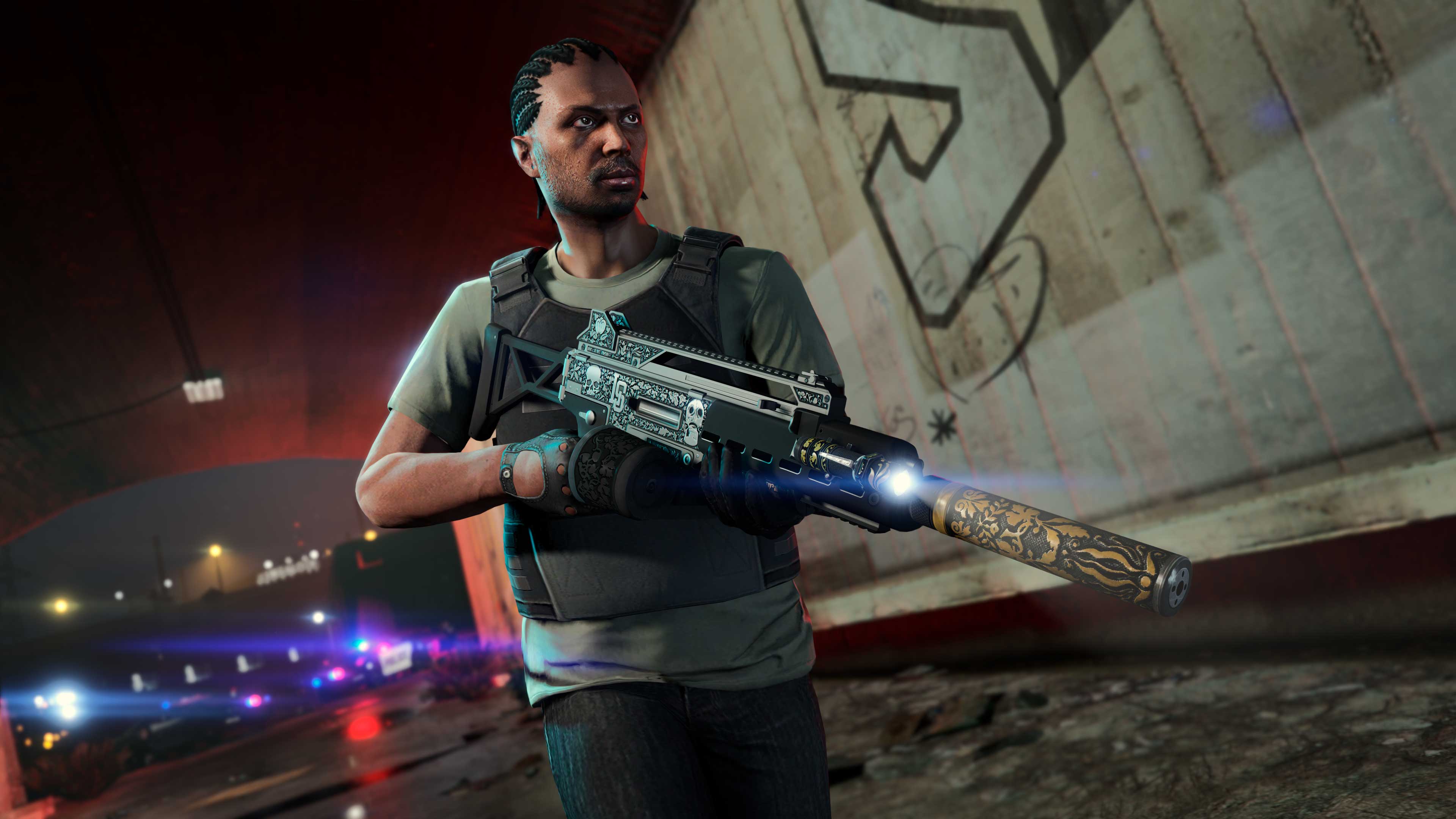 GTA 在线模式角色拿着自定义卡宾步枪的图片