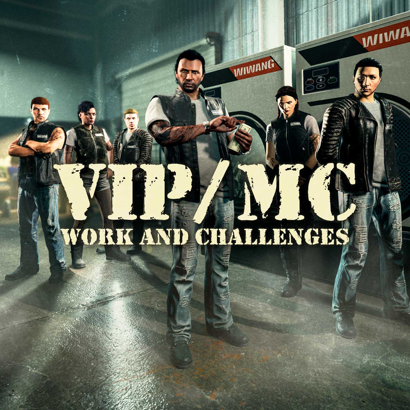 GTA 在线模式角色与 VIP/摩托帮工作和挑战文本的图片