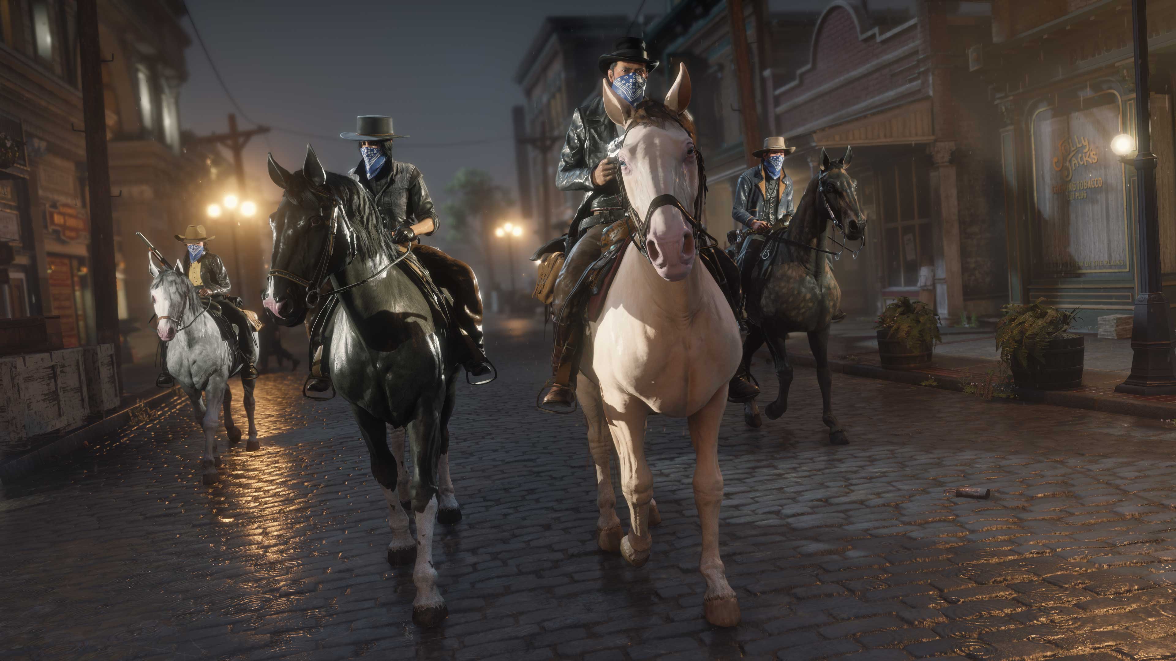 Red Dead 在线模式角色在马背上的图片