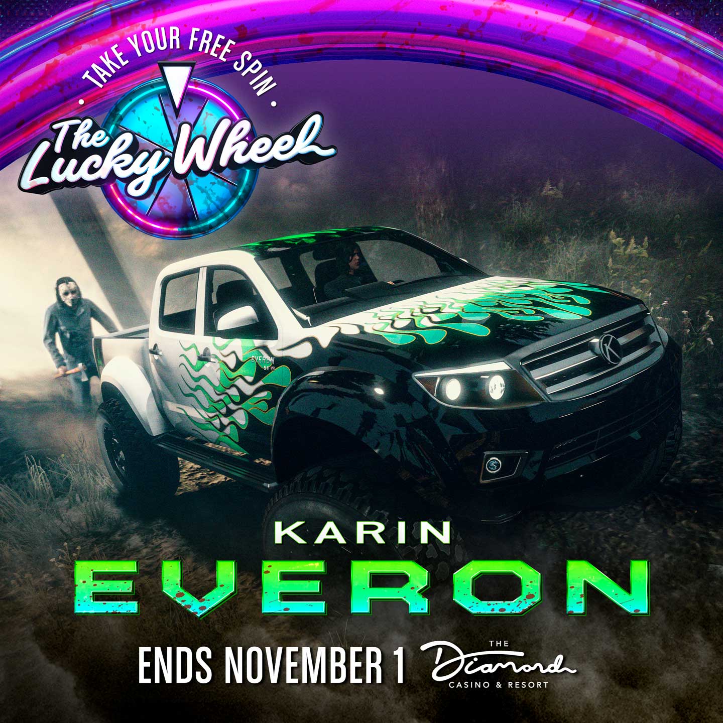 Lucky Wheel poster featuring the Karin Everon