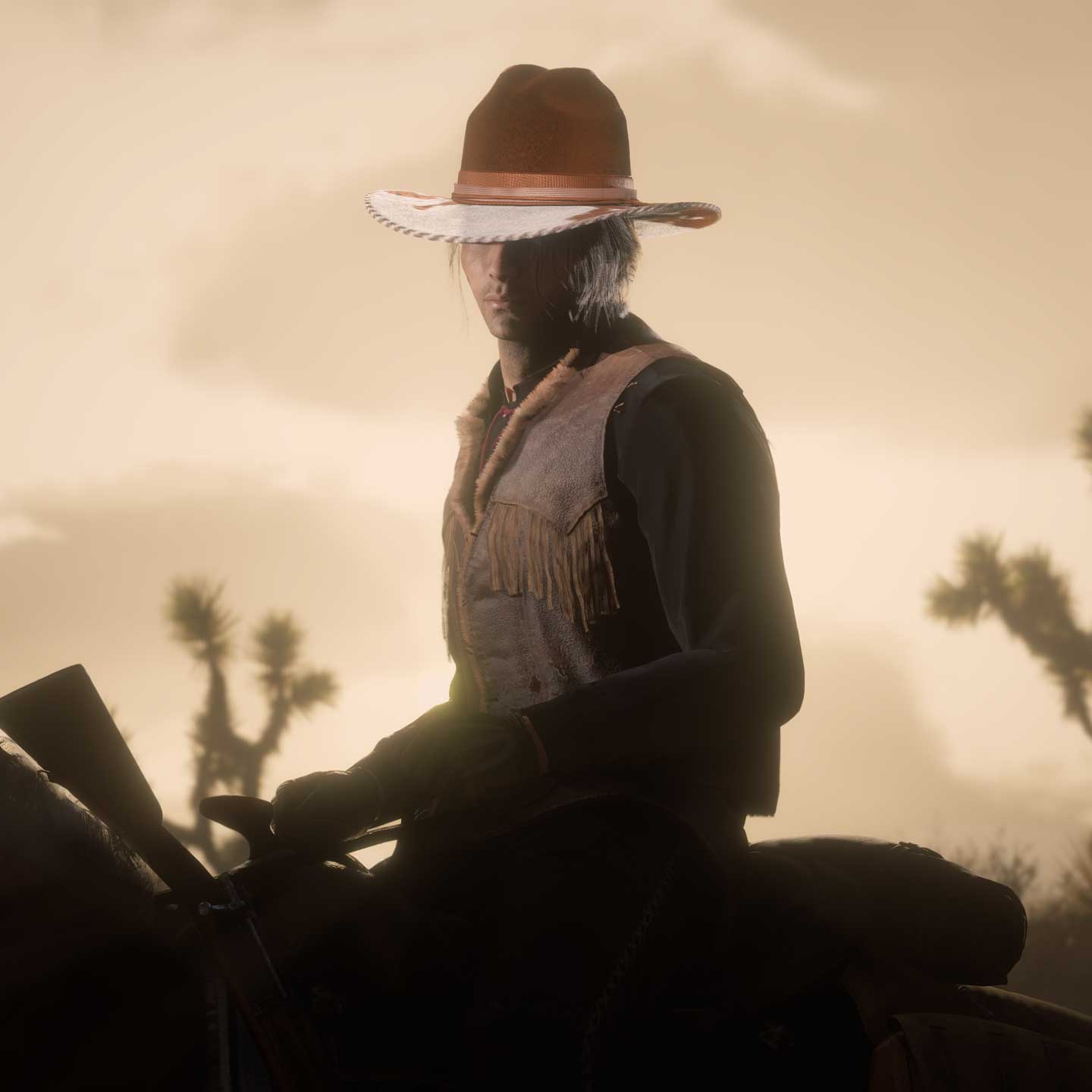 Red Dead 在线模式角色穿着红色李斯特帽的图片