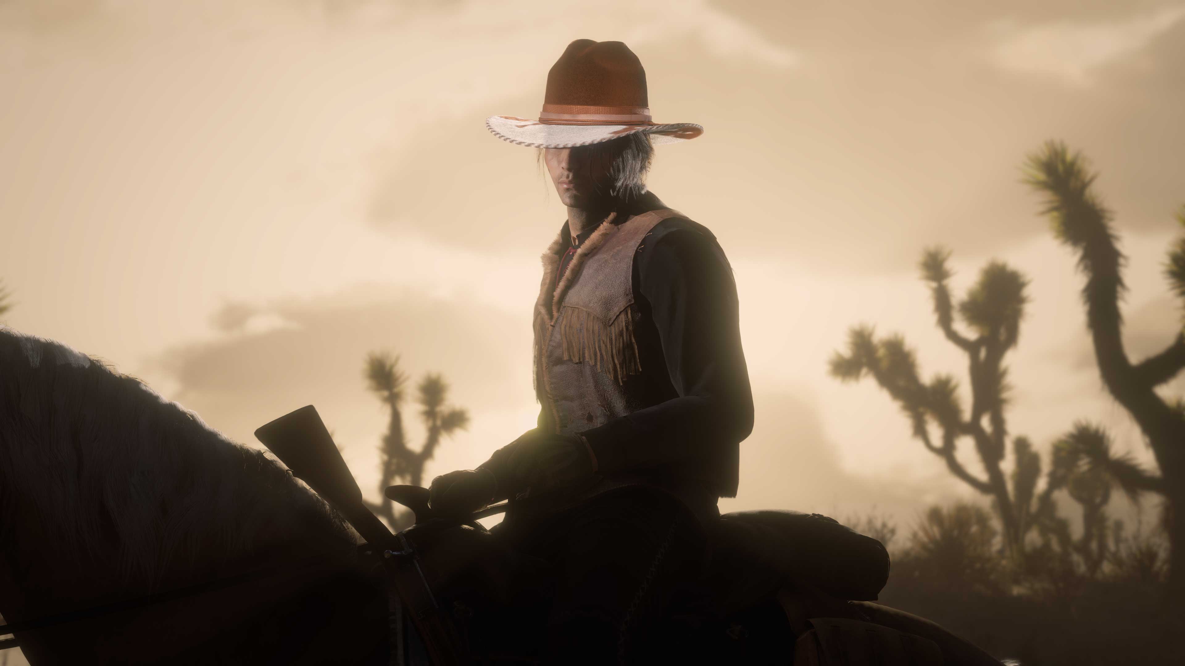 Red Dead 在线模式角色穿着红色李斯特帽的图片