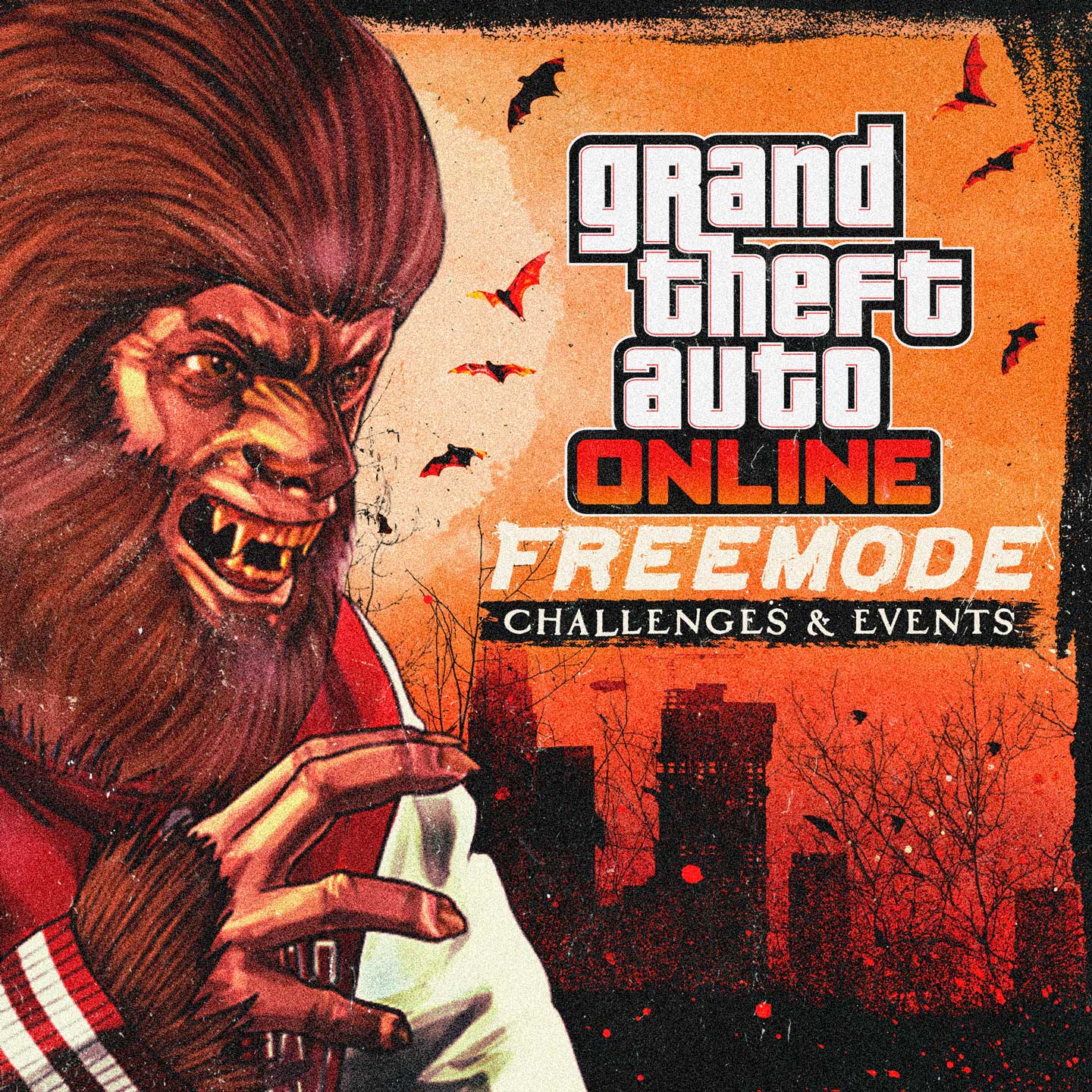 GTA 在线模式带有自由模式的挑战和活动标志的野兽艺术作品