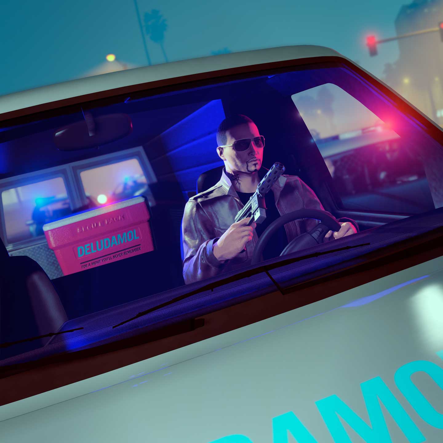 带着致幻剂实验室原材料的 GTA 在线模式角色的图片