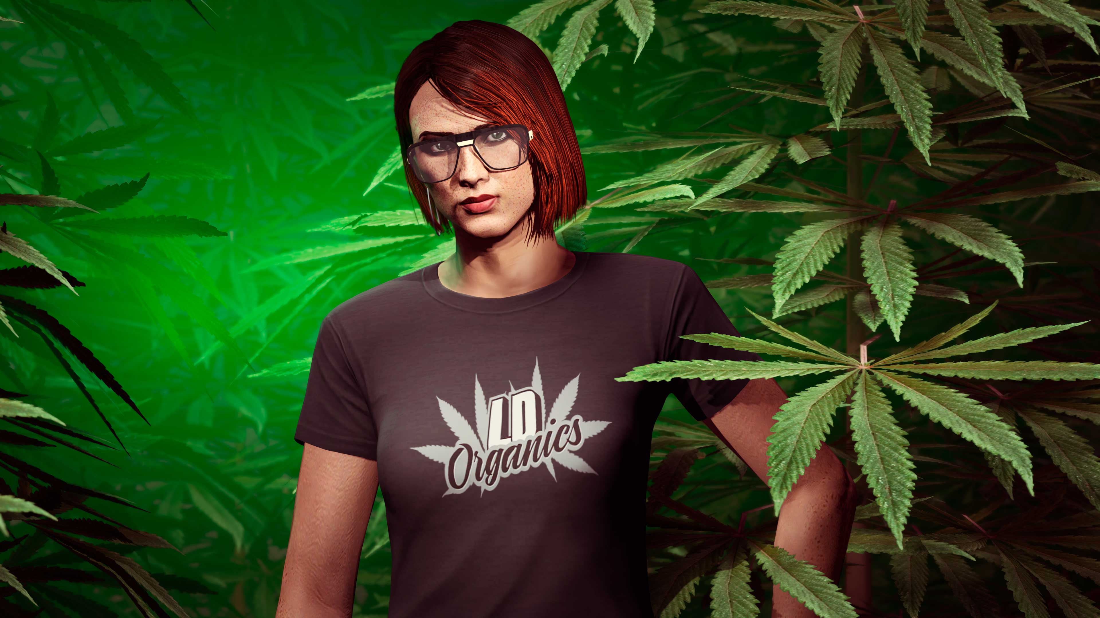 GTA 在线模式角色穿着黑色拉玛有机坊 T 恤的图片