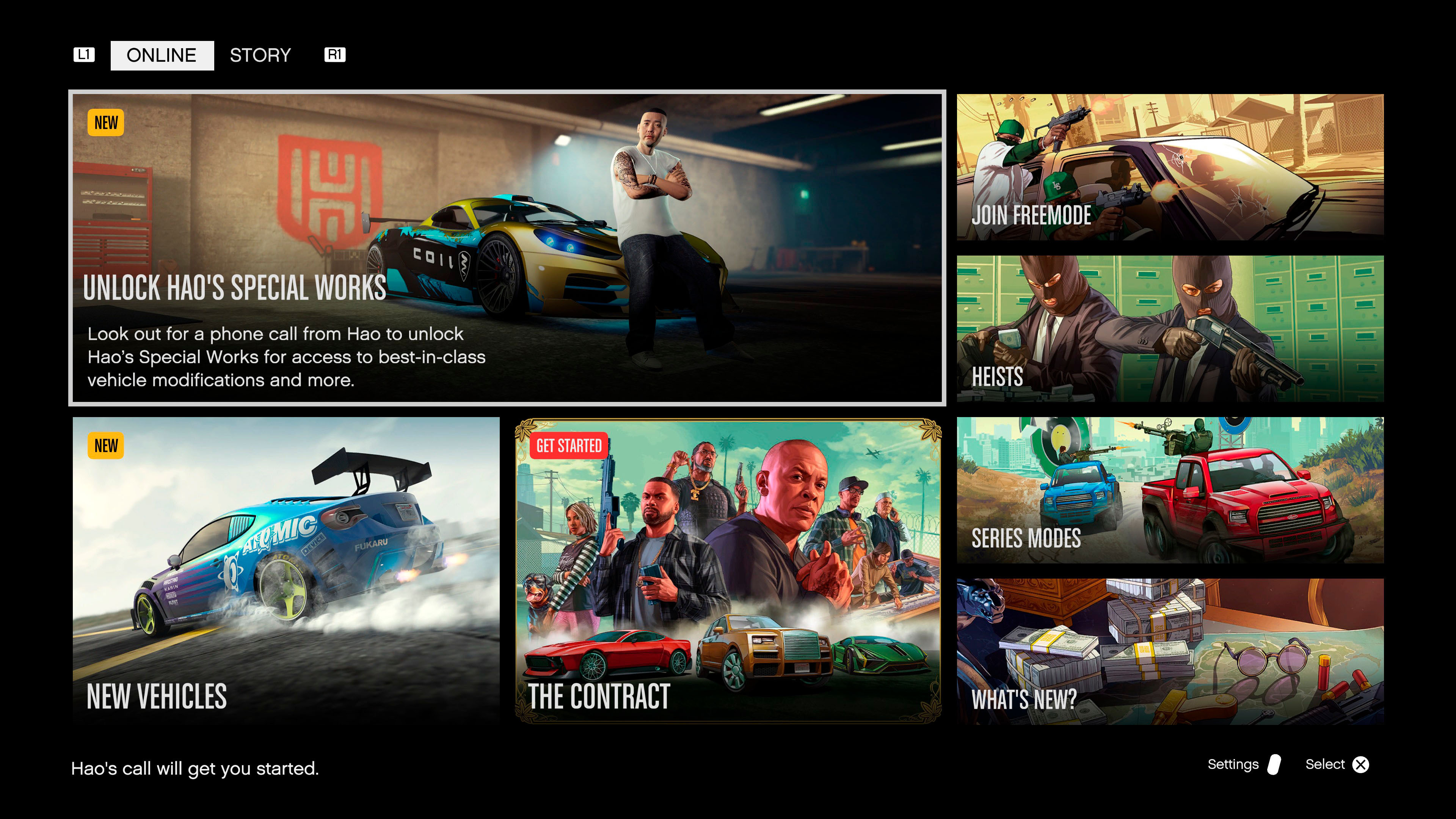 GTA 在线模式登陆页的屏幕截图