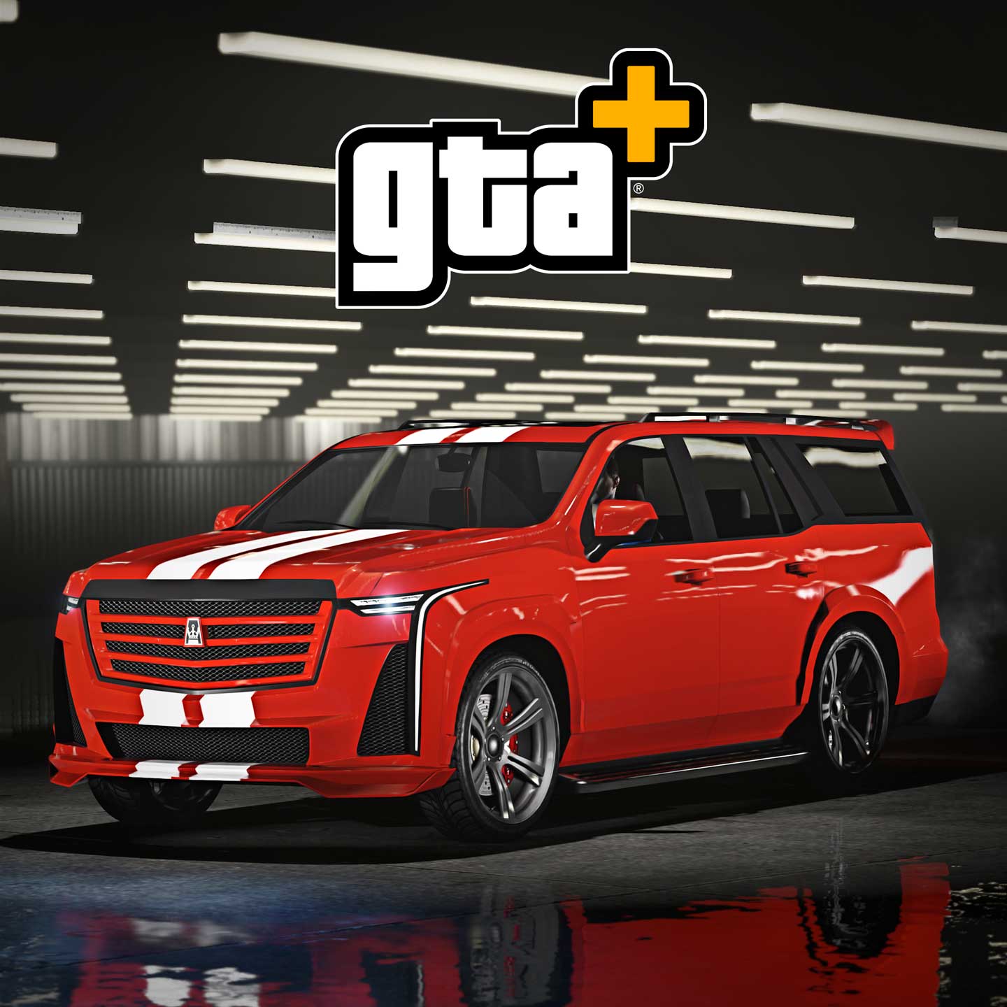 亚班尼骑兵 XL SUV 带有 GTA+ 标志的海报