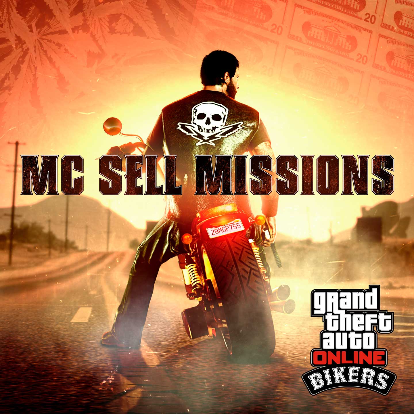 GTA 在线模式带有“摩托帮出售任务标志”的图片