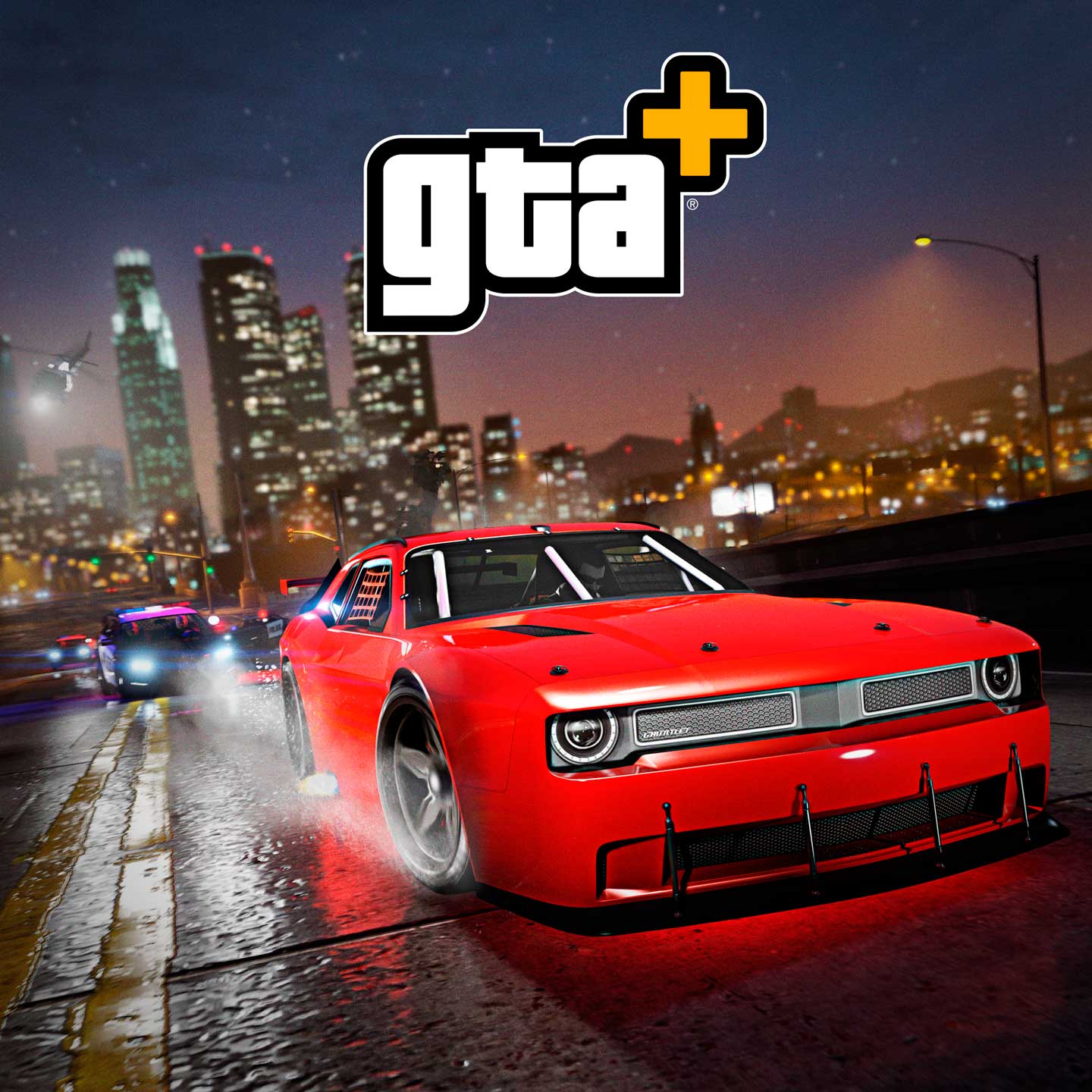 冒险家燃轨地狱火和 GTA+ 标志的图片