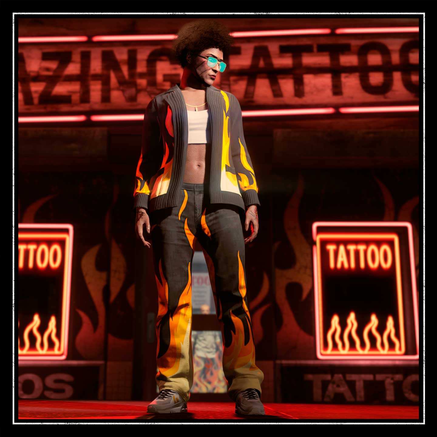 GTA 在线模式角色穿着全新品牌羊毛衫和宽边裤的图片