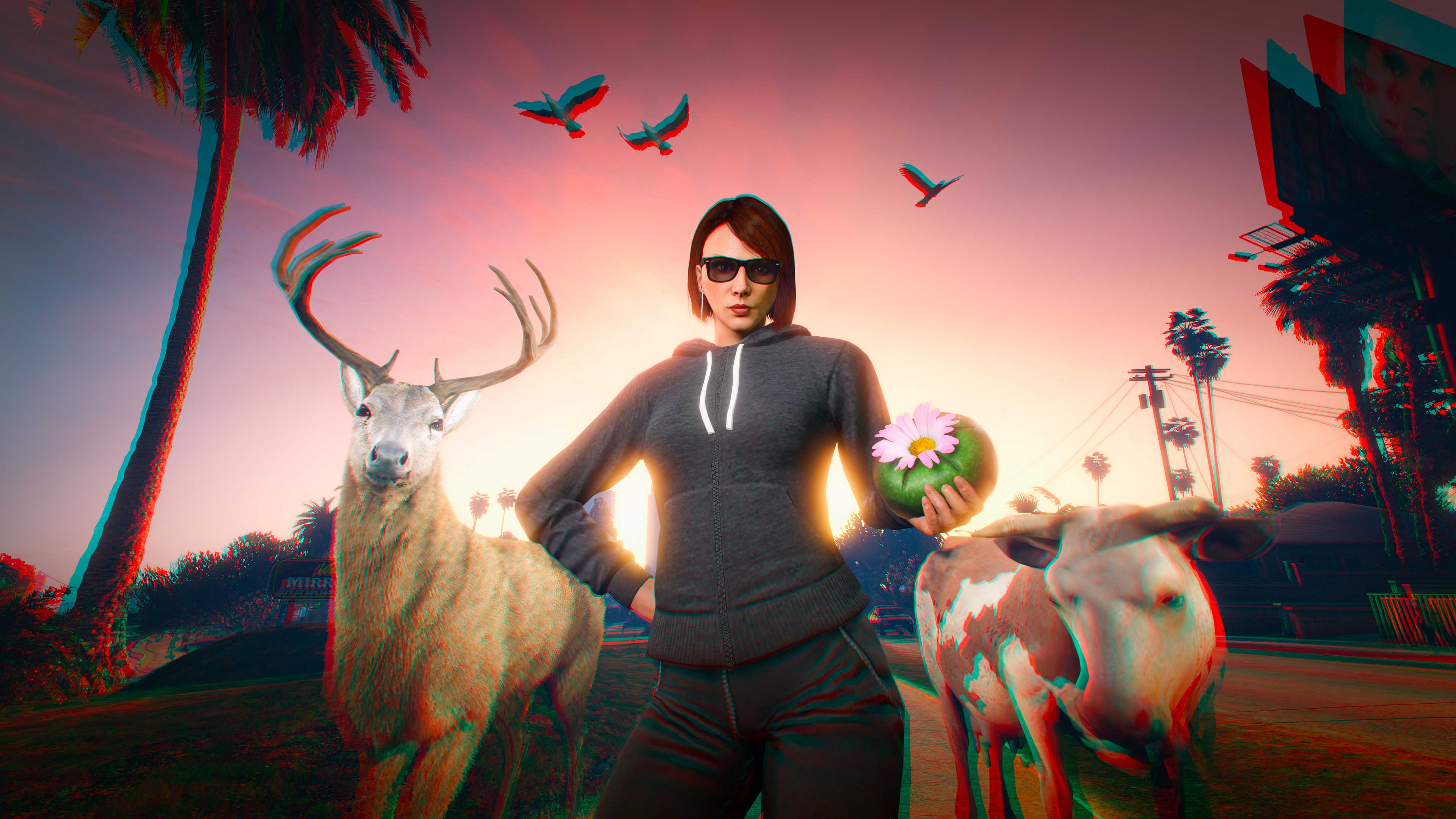 一名 GTA 在线模式角色拿着一个迷幻仙人掌的图片