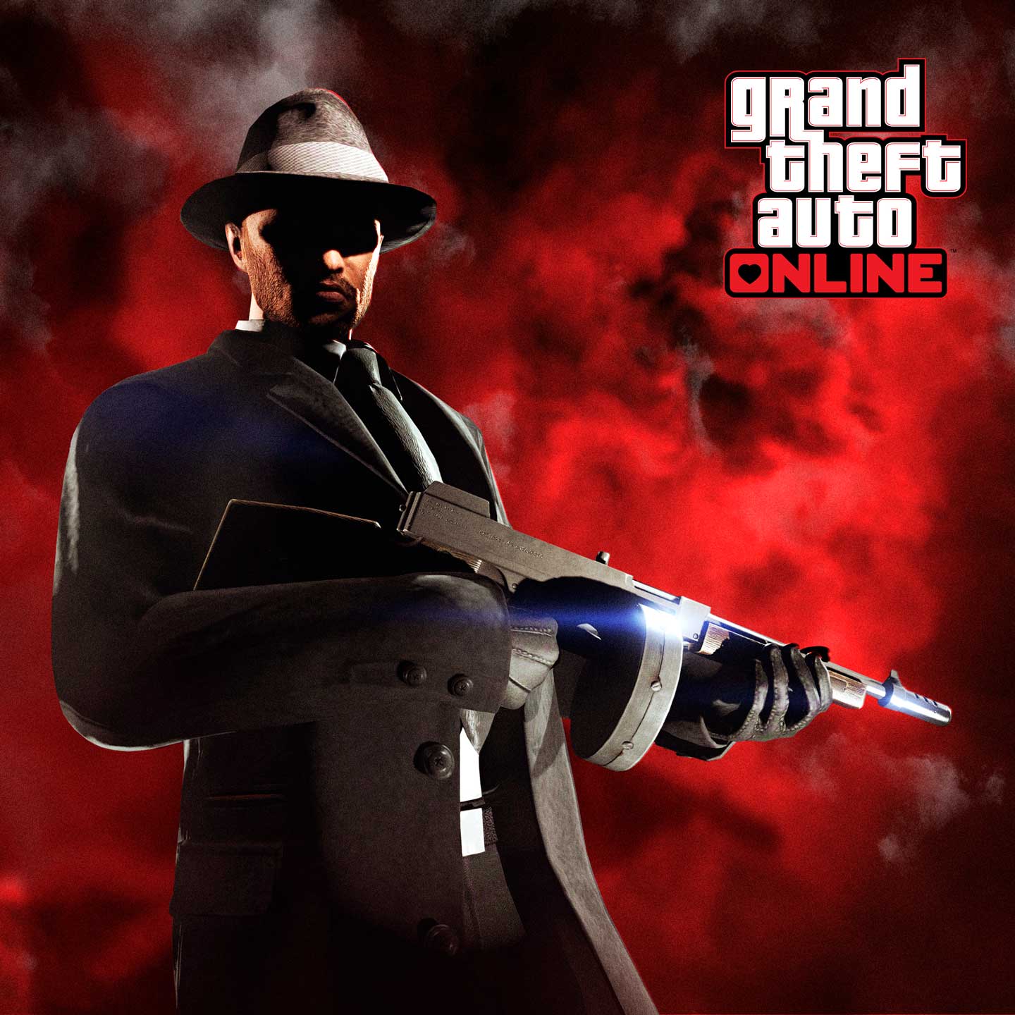 拿着古森柏冲锋枪的 GTA 在线模式角色的图片
