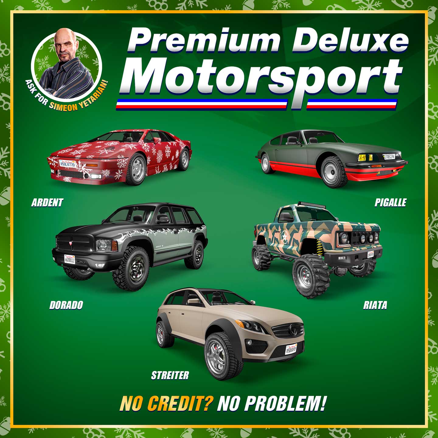 顶级豪华车业的海报，绘有冒险家剑鱼、欧斯洛炽焰、贝飞特斯垂特、威皮利雅塔和兰帕达缇皮卡乐
