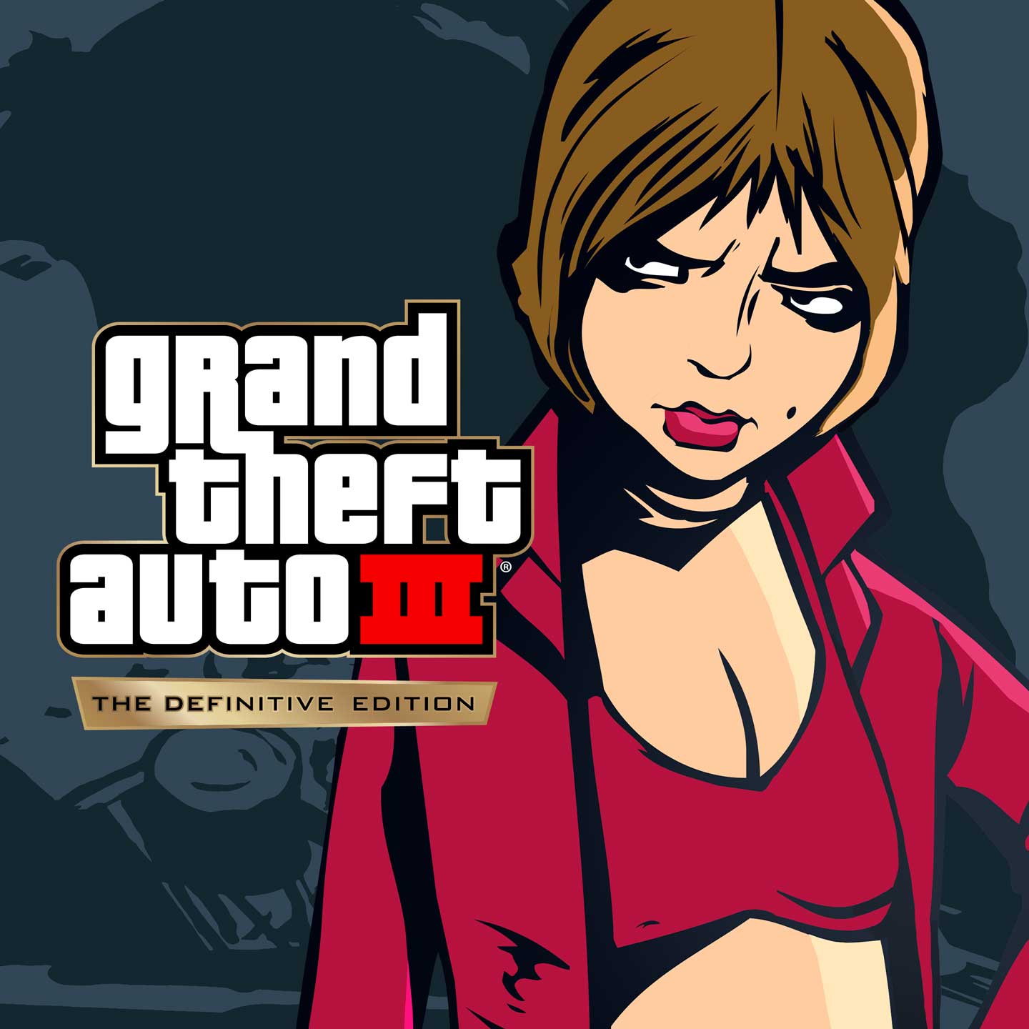 Grand Theft Auto 3 – 最终版关键艺术图为米斯蒂手持手枪。