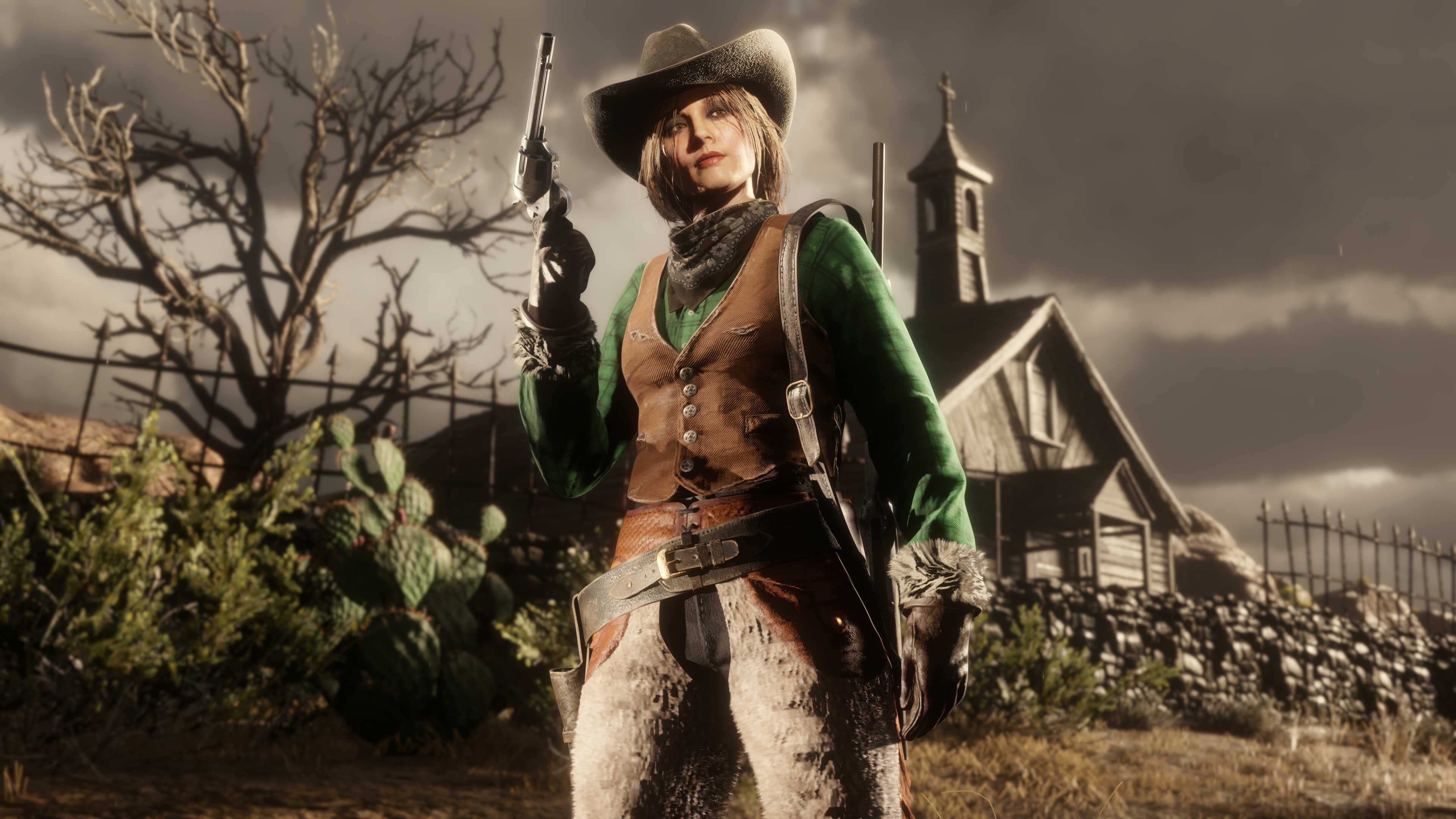 穿着本月社区装束的 Red Dead 在线模式角色的图片