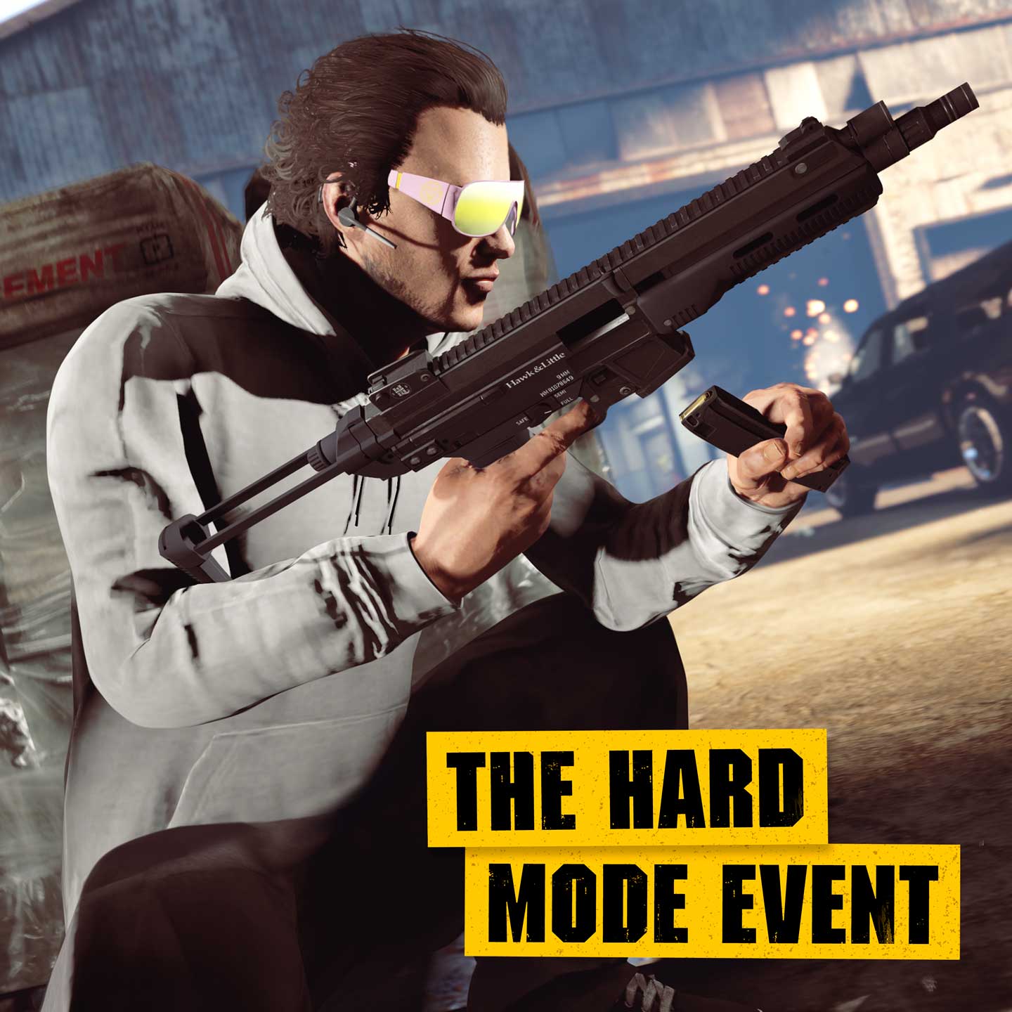 GTA 在线模式角色佩戴 SC 粉色和青柠色硬币全框架的图片