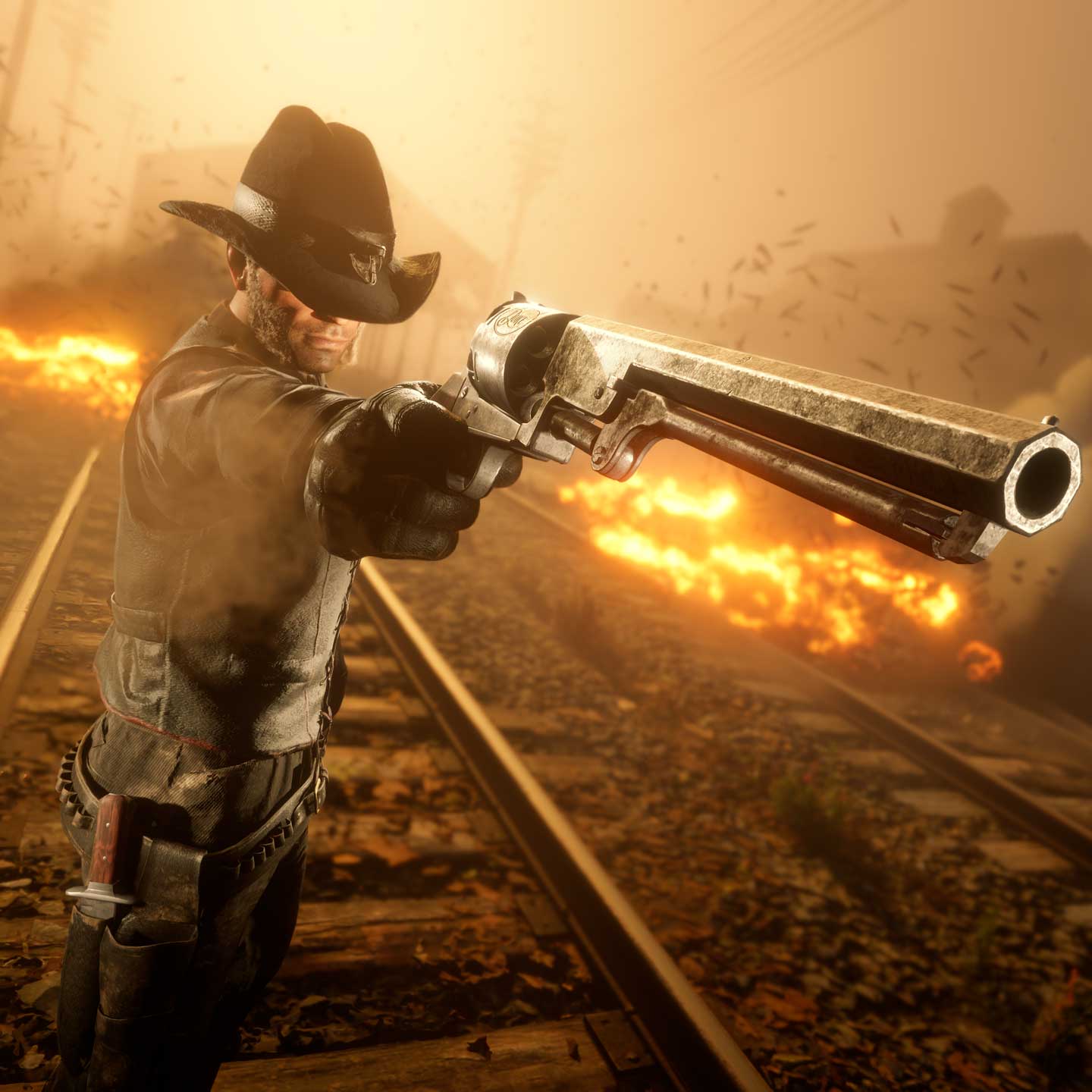 Red Dead Online character screenshot with Navy Revolver