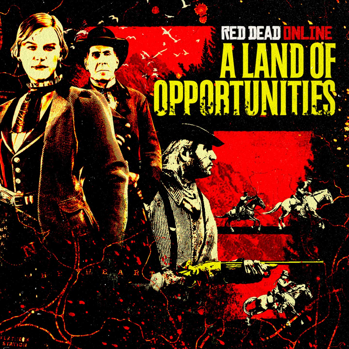 Red Dead 在线模式绘有杰西卡·莱克勒克的机遇之地海报。