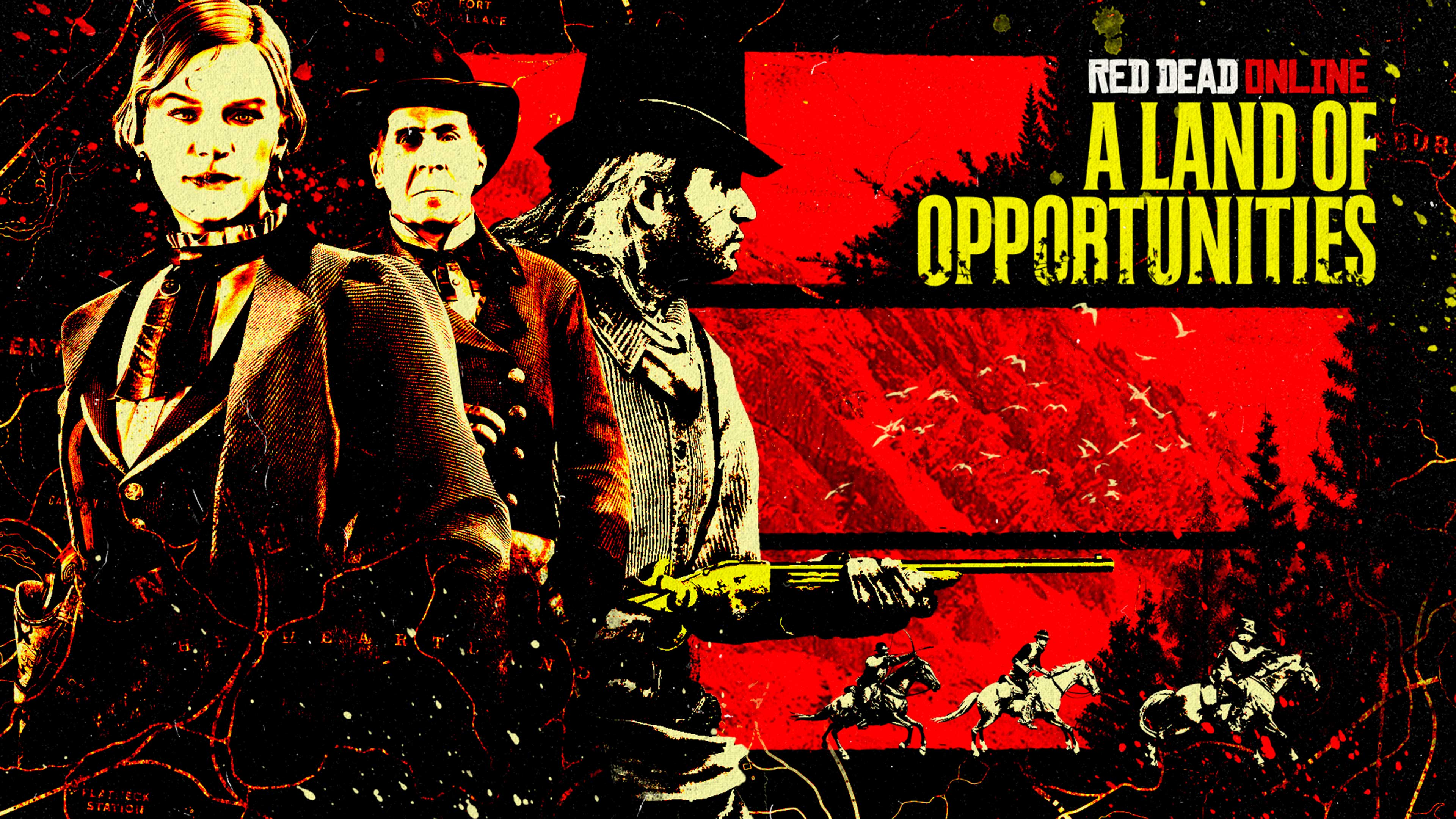 Red Dead 在线模式绘有杰西卡·莱克勒克的机遇之地海报。