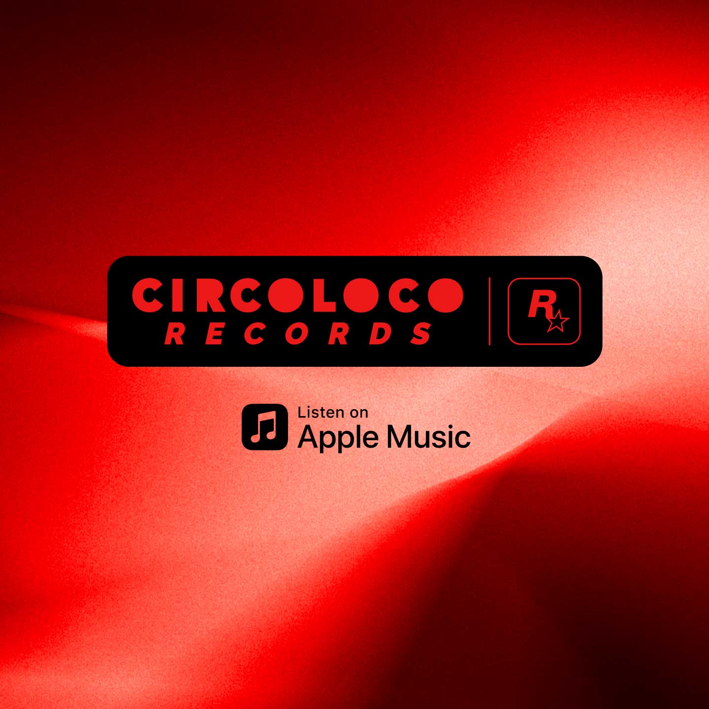 CircoLoco Records 的标志，红色的背景上还写着“在 Apple Music 上收听”。