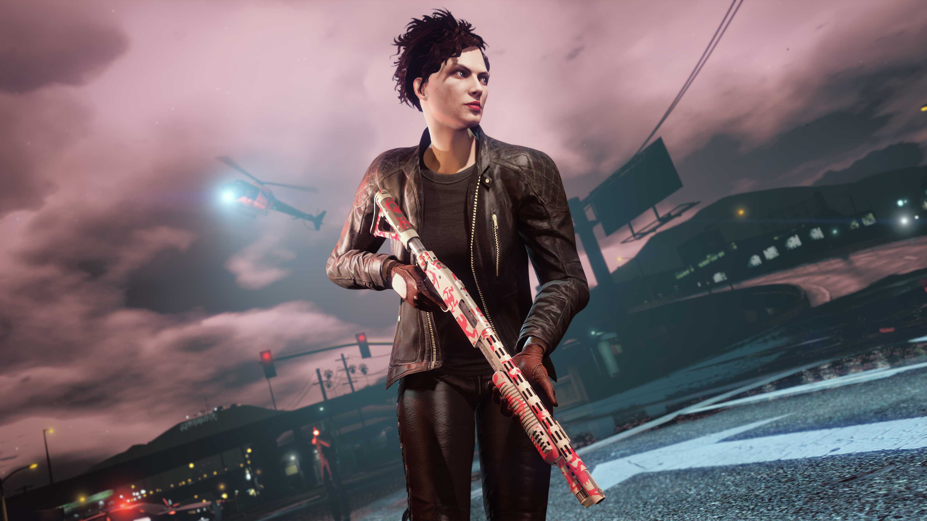 GTA 在线模式角色拿着泵动式霰弹枪的图片