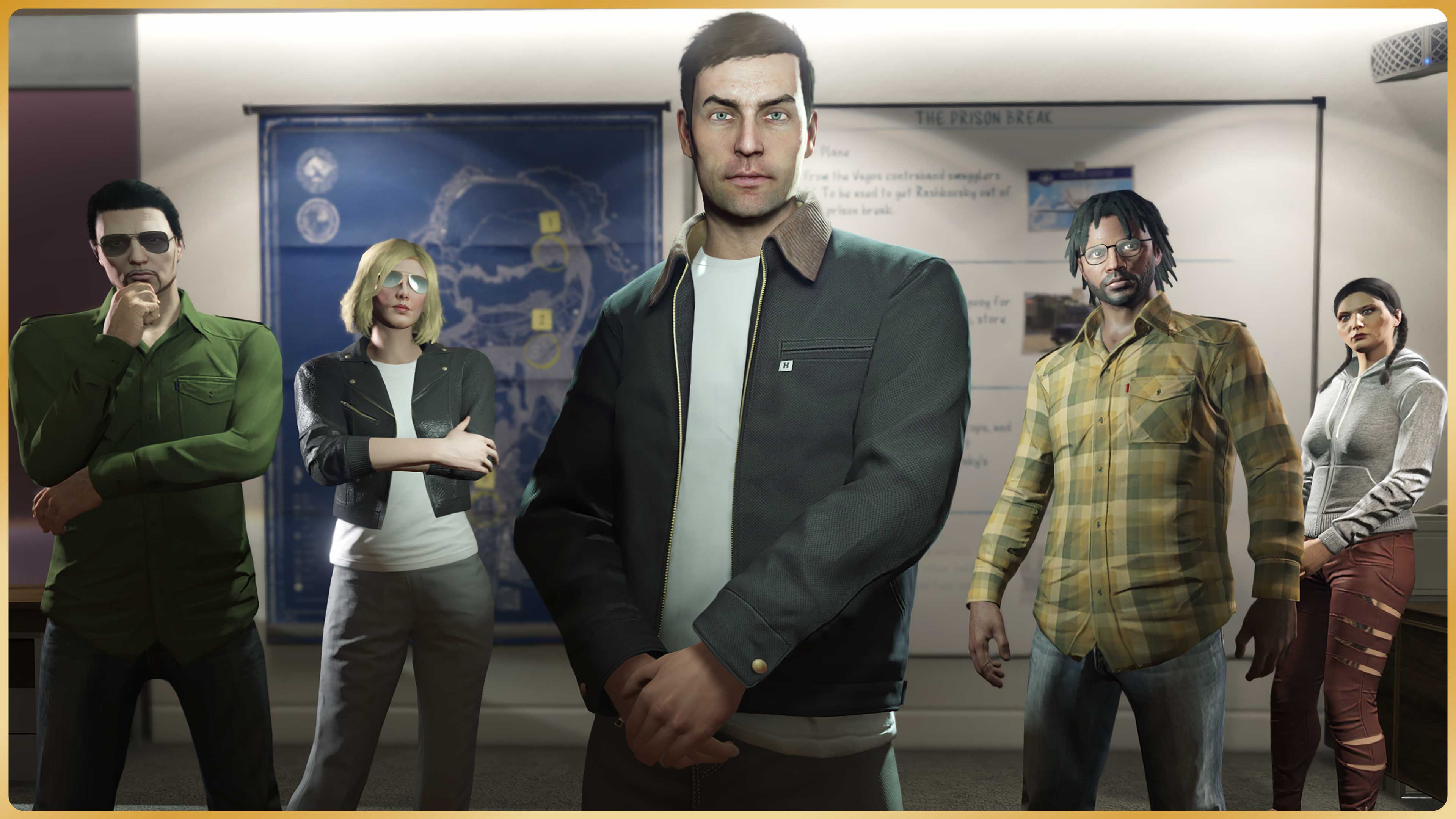 GTA 在线模式角色在抢劫任务策划室中的图片
