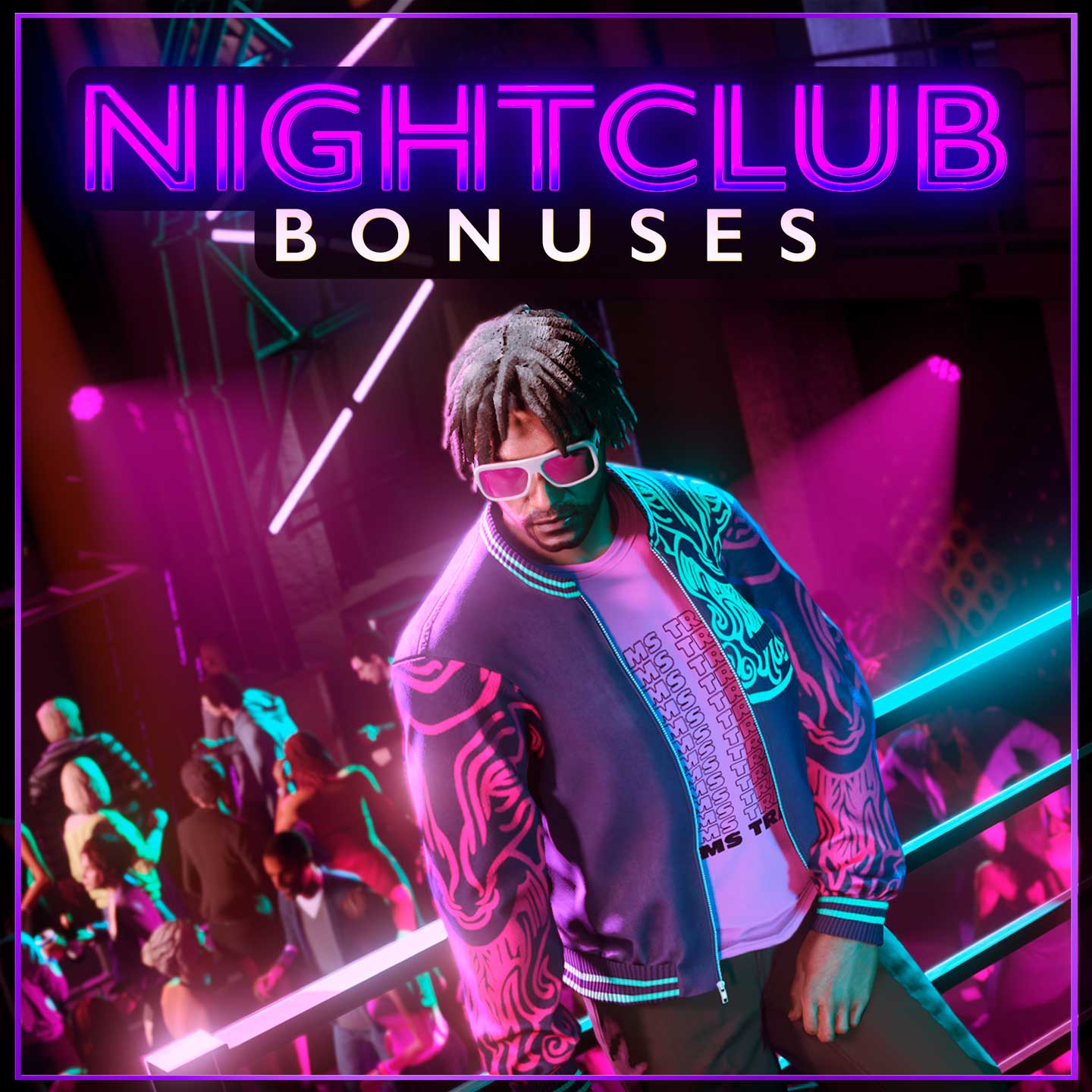 GTA Online screenshot with 'Nightclub Bonuses' logo