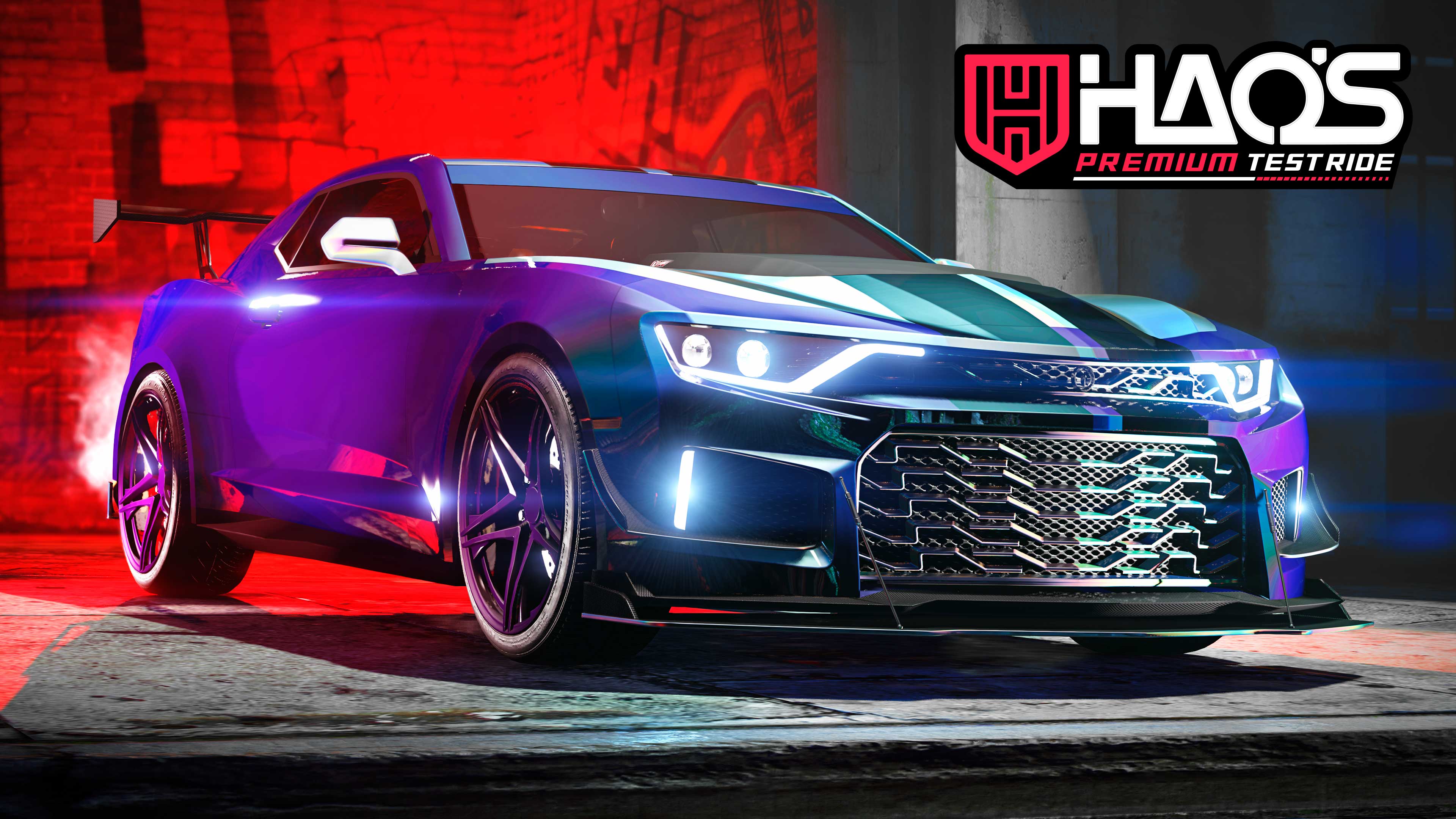 GTA Online screenshot with 'Hao's Premium Test Ride' logo
