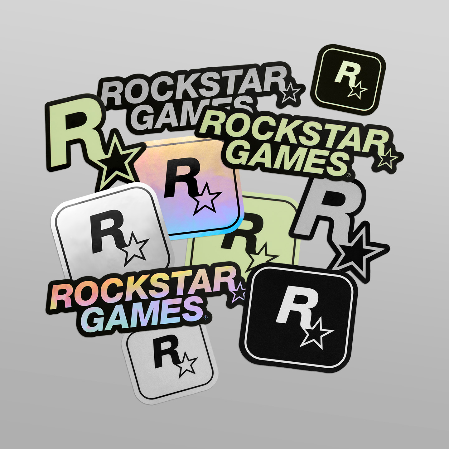 各式各样带Rockstar Games标志的贴纸。