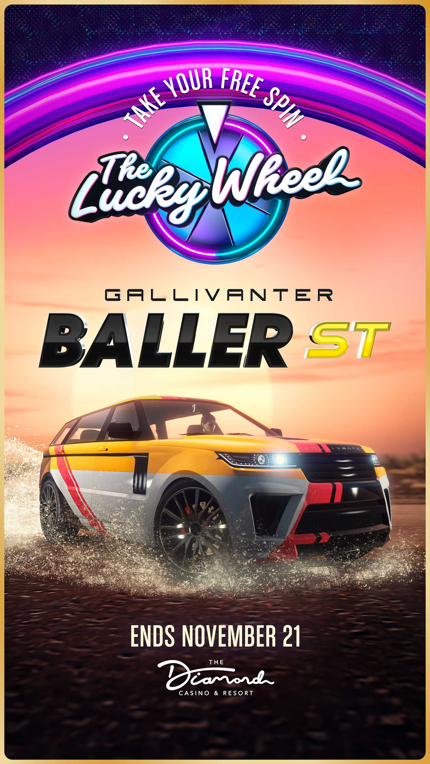 GTA 在线模式载具悠游行者 ST 的图片，带有幸运轮盘徽标