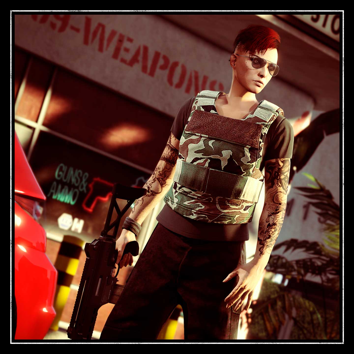 身穿防弹衣的 GTA 在线模式角色的图片